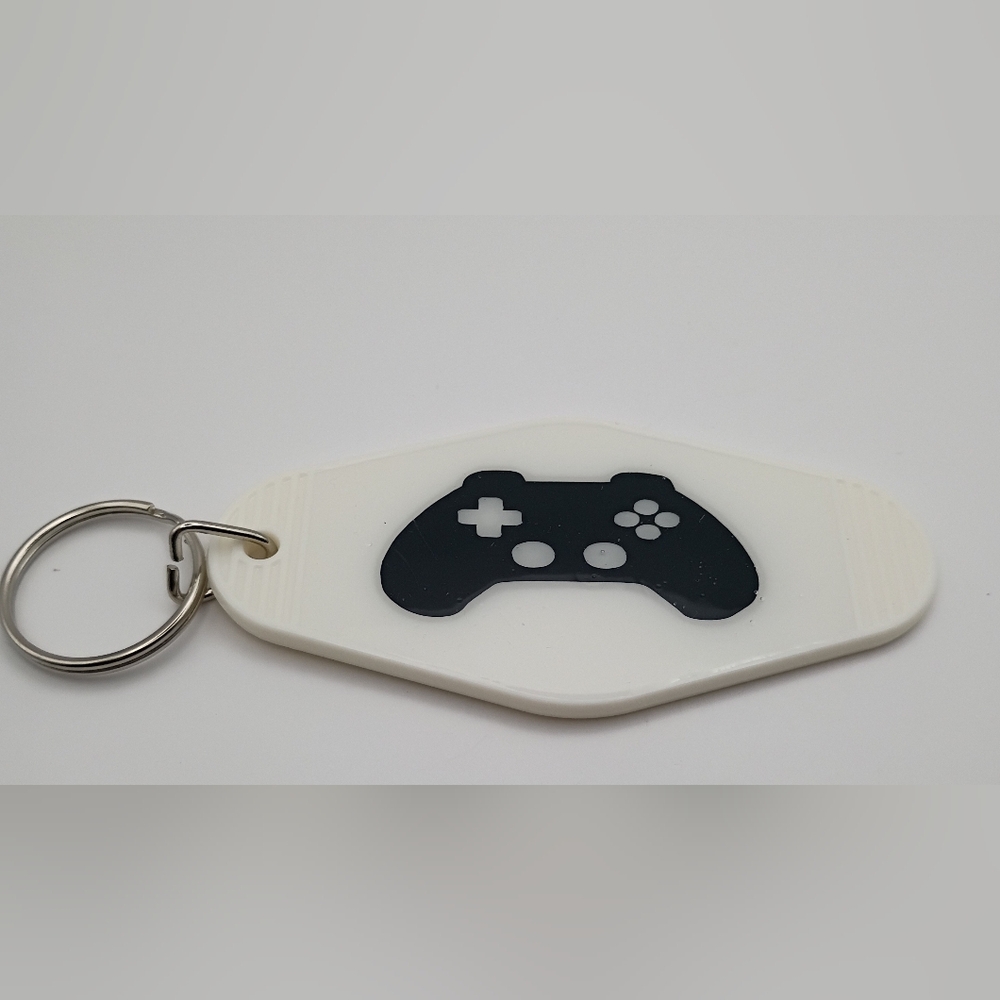 White and Black Gaming Controller Keychain
